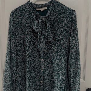 LOFT women's floral blouse with bow